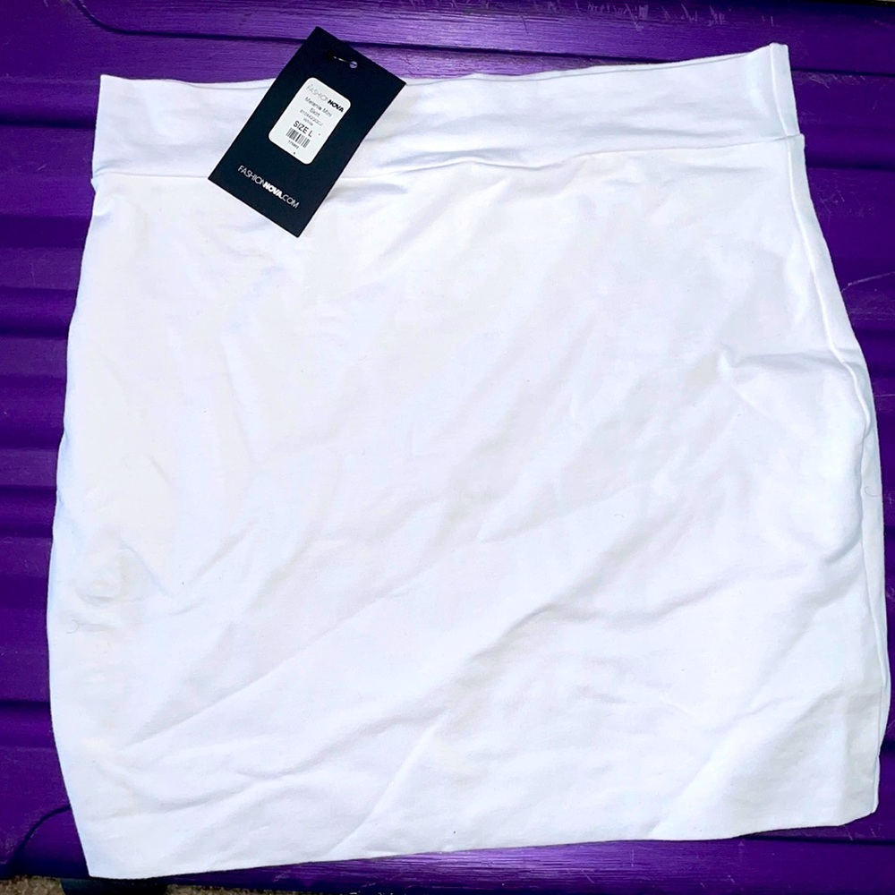 White mini skirt